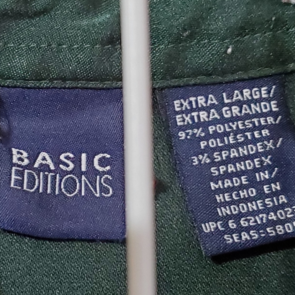 Basic Editions XL Long Sleeved Dark Green Shirt - Picture 3 of 3